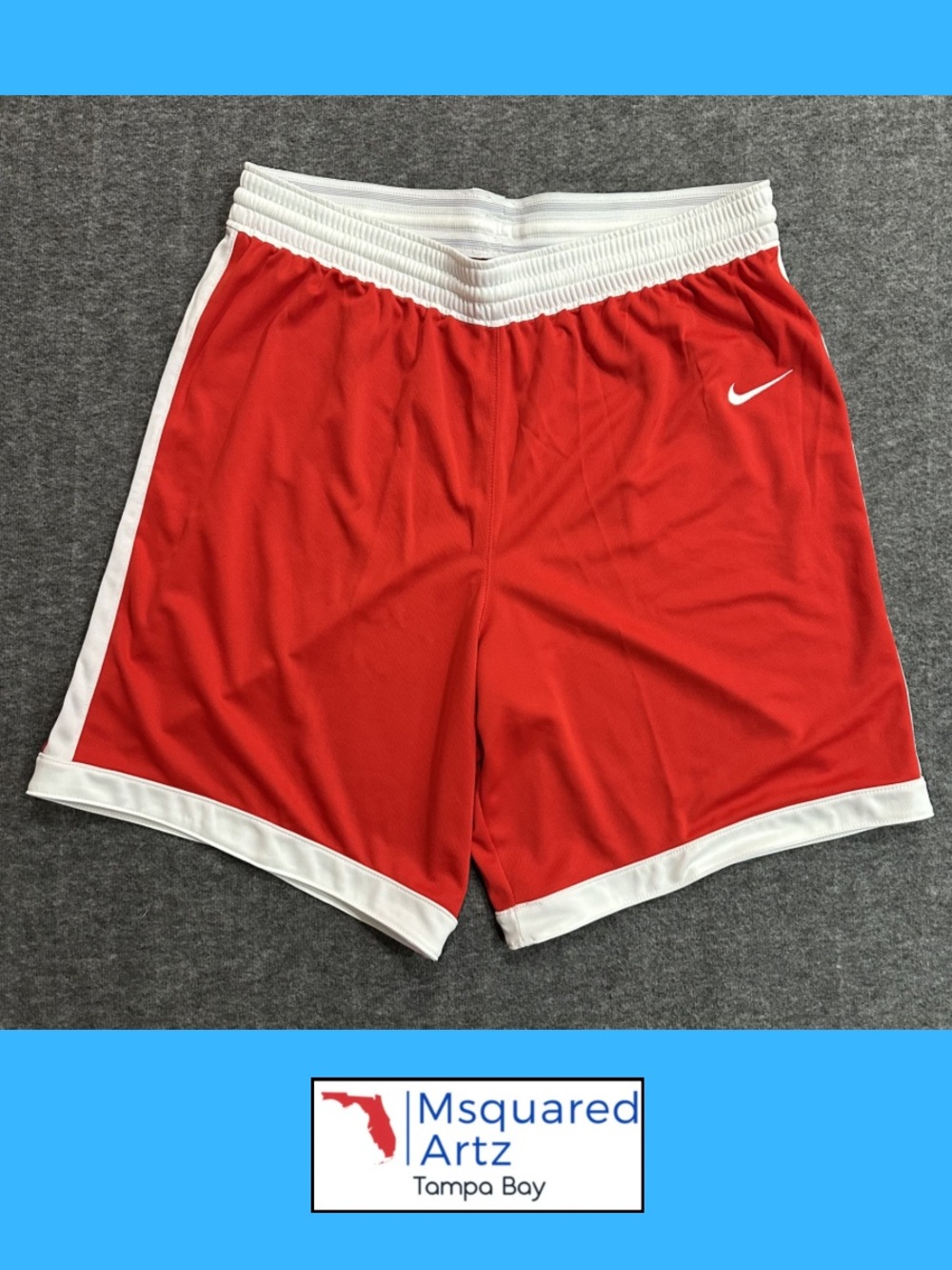 Nike Dri Fit Basketball Shorts Mens XLT Red White Drawstring Athletic